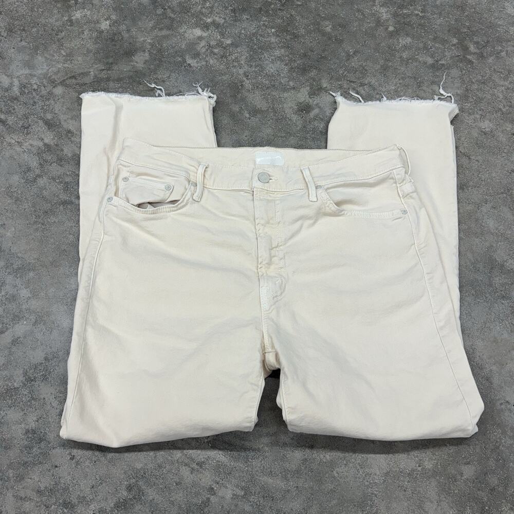 Mother The Iinsider Crop Step Fray Jeans In Chalk Ivory Womens 32 - Picture 7 of 12